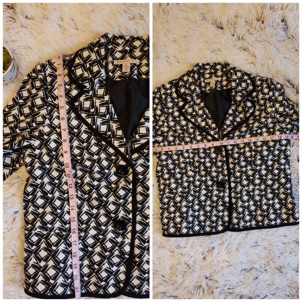 💋JM Collection 12P lined black and white blazer. - Picture 3 of 6